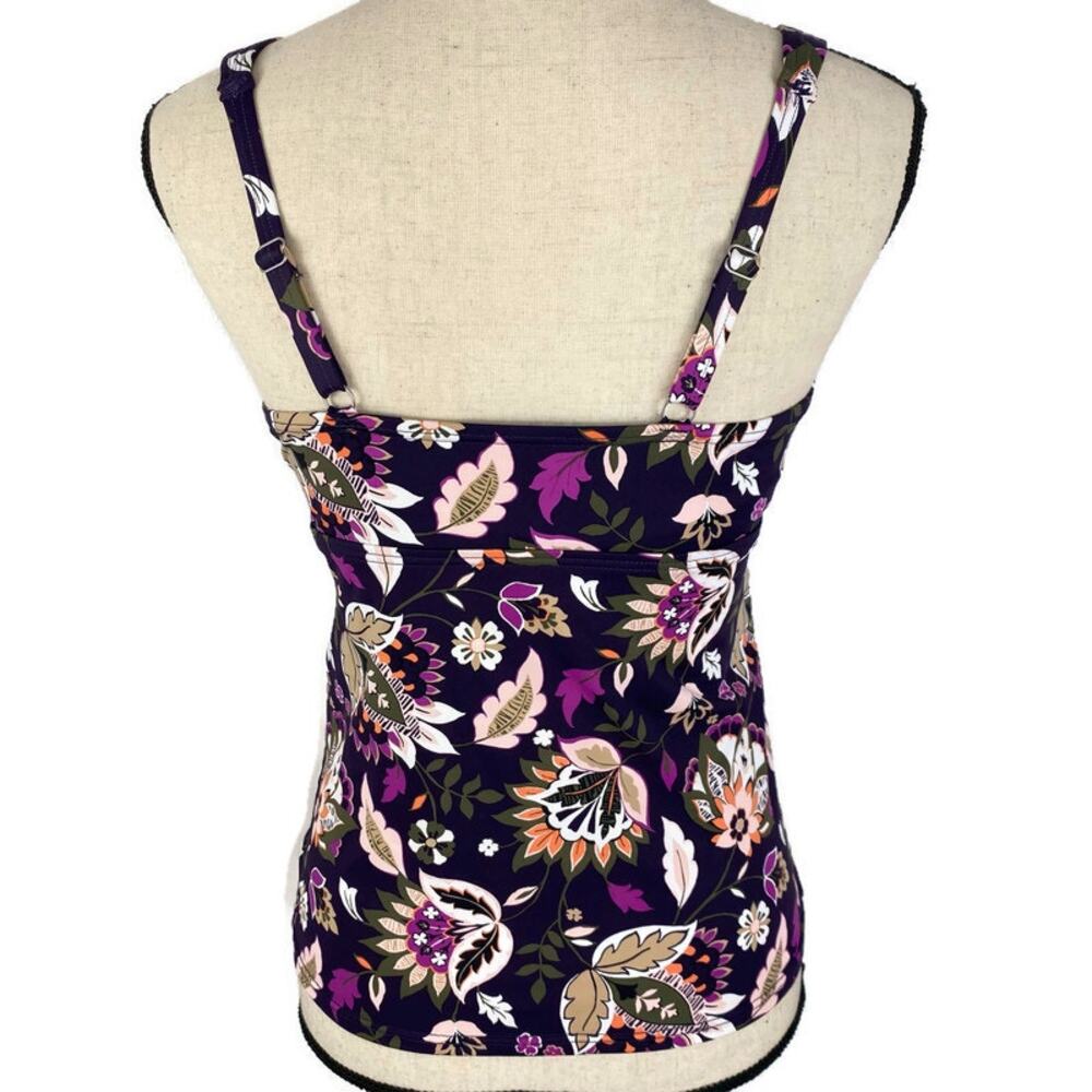 Lands End Wrap Tankini Swimsuit V Neck Underwire Top Blackberry Sz 4 - Picture 4 of 13